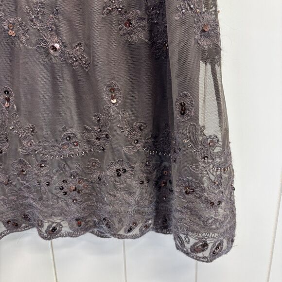 Sundance‎ Womens Boho Fairy Embroidered Mesh Lace Turtleneck Dress Size M Sequin - Picture 9 of 10